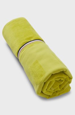 Cotton-velvet beach towel with sculpted logo, Green