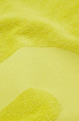 Cotton-velvet beach towel with sculpted logo, Green