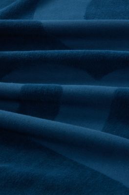 Cotton-velvet beach towel with sculpted logo, Blue