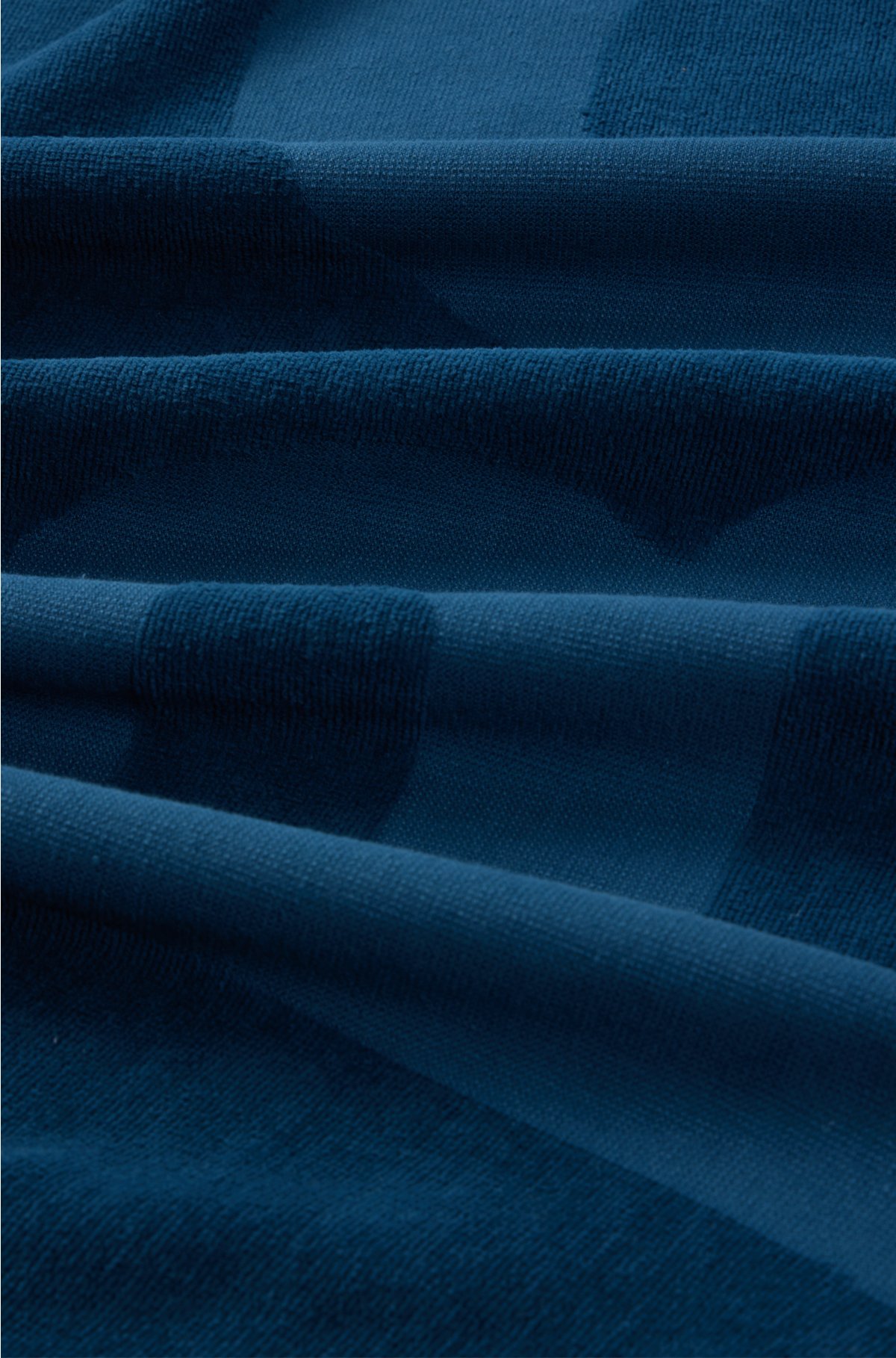 Cotton-velvet beach towel with sculpted logo, Blue