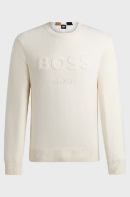 Italian-cashmere sweater with logo and signature stripe, White