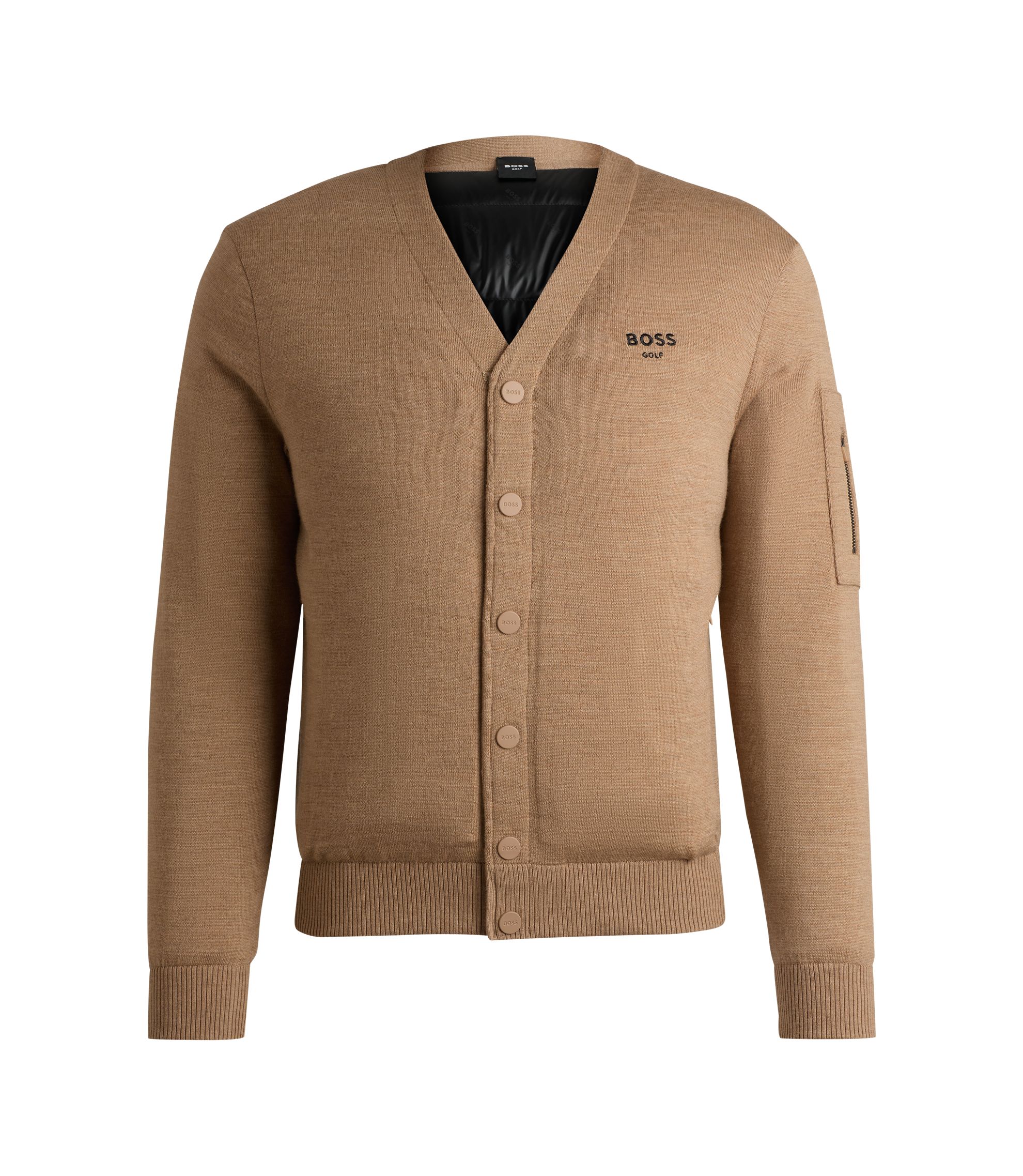 BOSS - Wool cardigan with goose-down filling - Brown