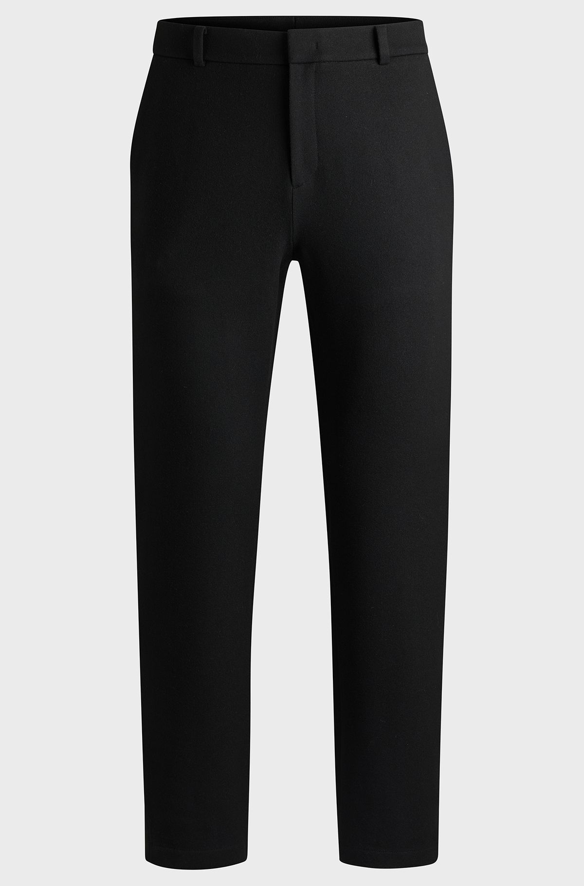 Straight-fit trousers in cotton-touch fabric, Black