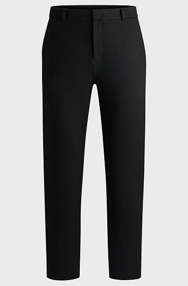 Straight-fit trousers in cotton-touch fabric, Black