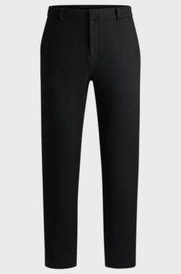 Straight-fit trousers in cotton-touch fabric, Black