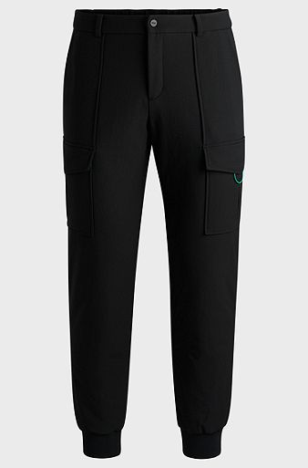 Relaxed-fit tracksuit bottoms with goose-down-blend filling, Black