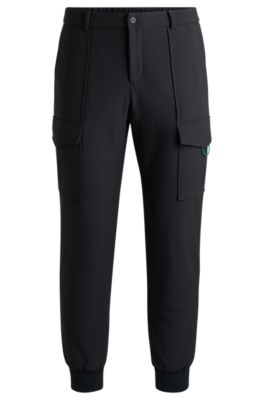 구스 다운 블렌드 충전재 릴랙스 핏 트랙수트 팬츠, 다크 그레이