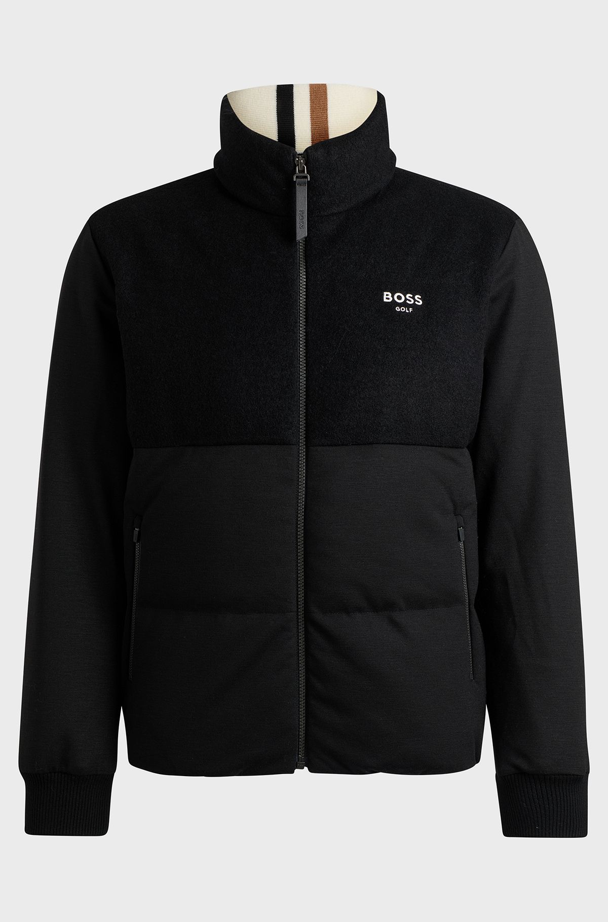 Wool-blend jacket with goose-down-blend filling, Black