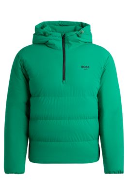 Relaxed-fit jacket with detachable sleeves in stretch fabric, Green