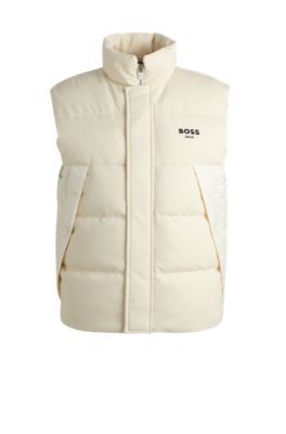 Wool-blend gilet with goose-down filling, White