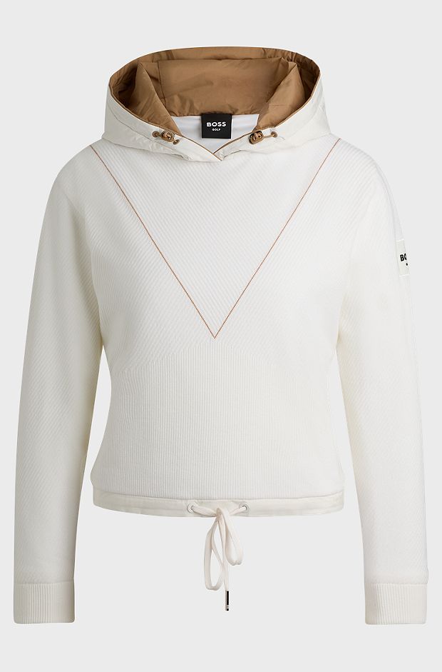 Padded hoodie with windproof lining, White
