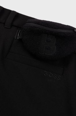 Straight-fit wool-effect trousers with signature stripes, Black