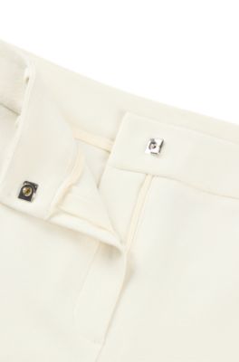 Wool-look shorts with pintuck detail, White