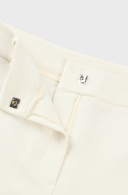 Wool-look shorts with pintuck detail, White