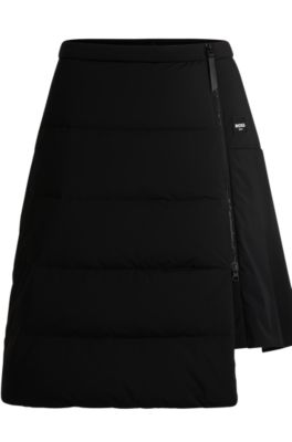 구스 다운 블렌드 필링 A라인 스커트, 블랙