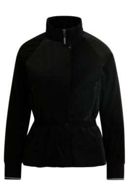 구스 다운 충전재 벨트 사파리 재킷, 블랙