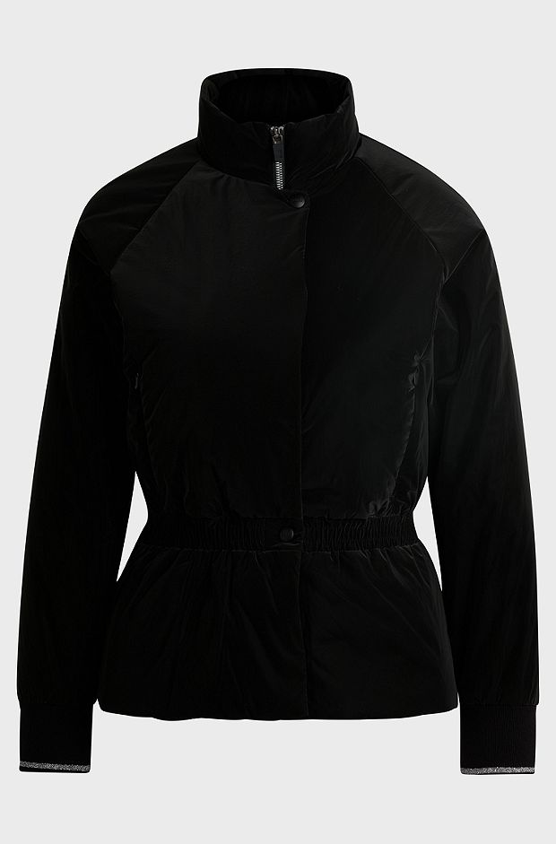 Belted safari jacket with goose-down filling, Black