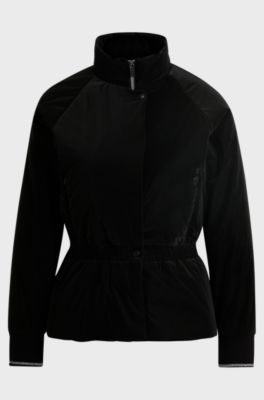 Belted safari jacket with goose-down filling, Black