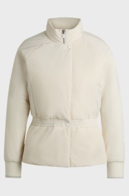 Belted safari jacket with goose-down filling, White