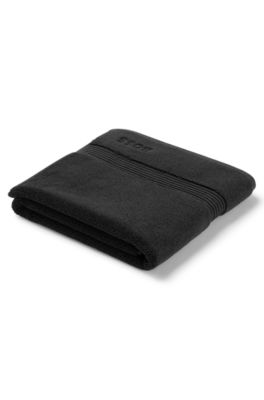 Black Aegean-cotton bath mat with tonal logo, Black