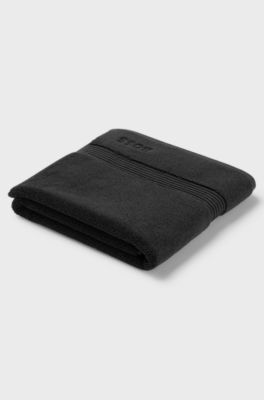 Black Aegean-cotton bath mat with tonal logo, Black