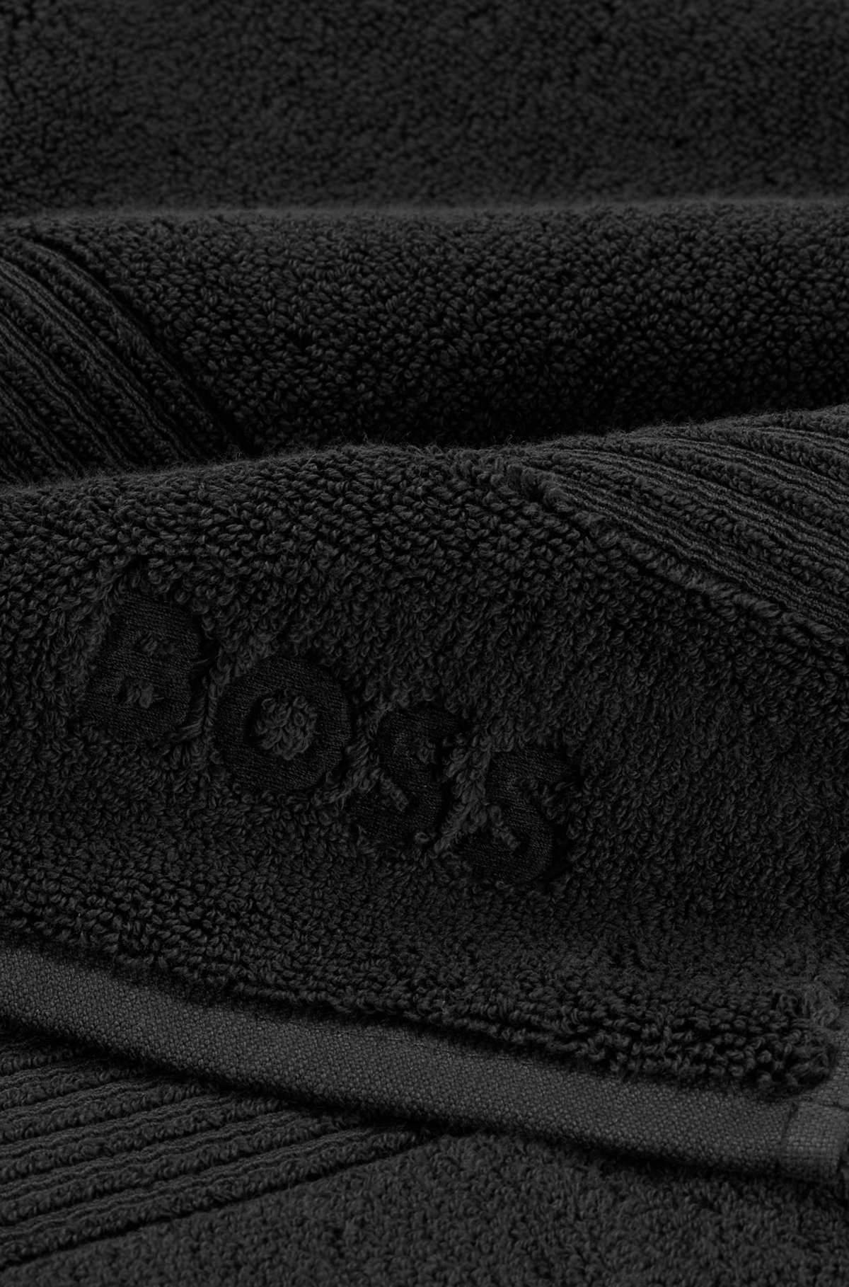 Black Aegean-cotton bath mat with tonal logo, Black
