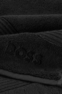 Black Aegean-cotton bath mat with tonal logo, Black