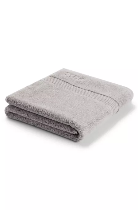 Silver Aegean-cotton bath mat with tonal logo