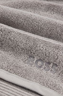 Tapis de bain en coton argent&eacute; avec logo brod&eacute;, Argent