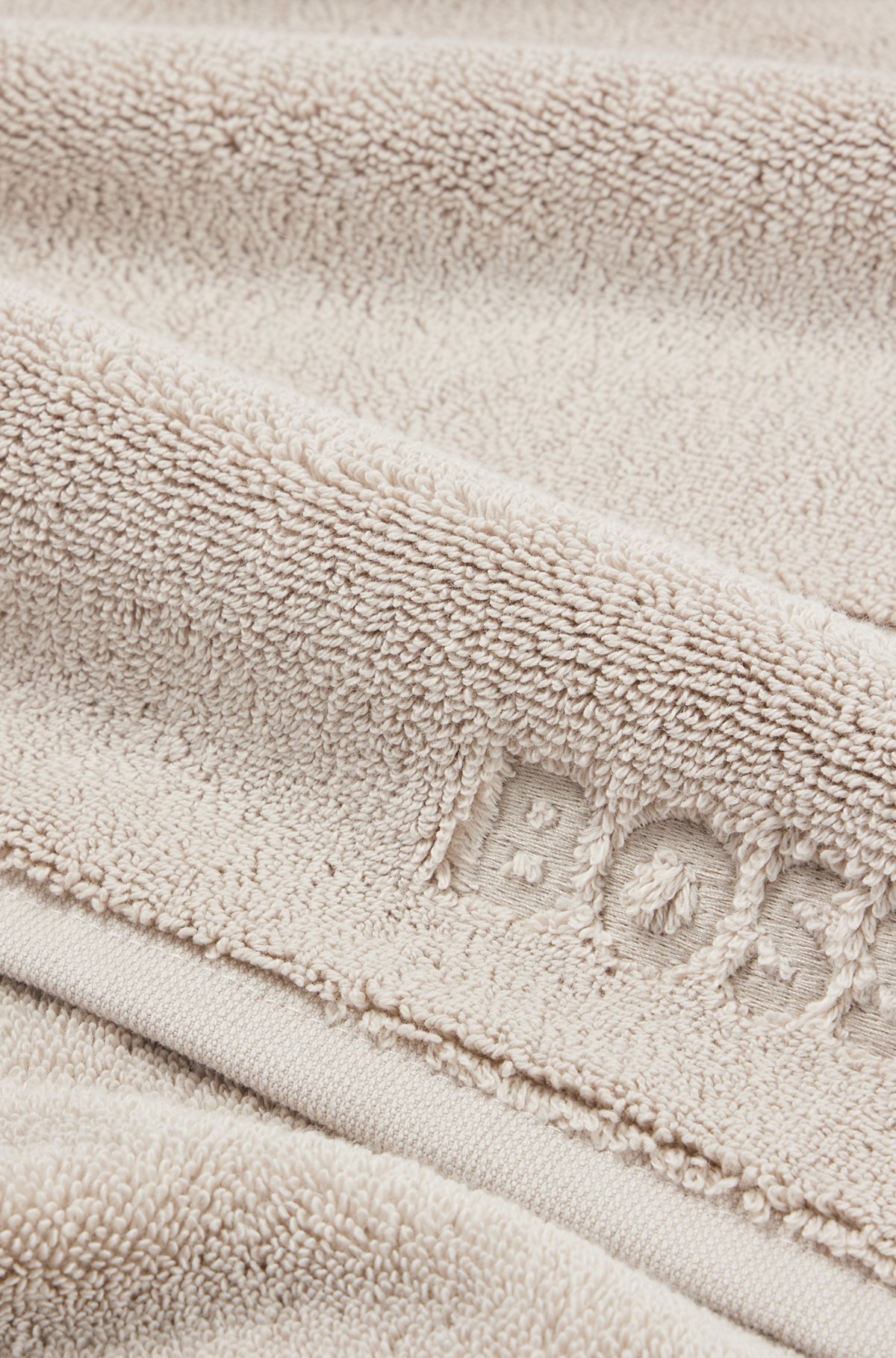 Beige Aegean-cotton bath mat with tonal logo, Light Beige