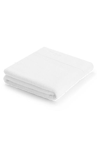 Witte badmat van Egeïsche katoen met ton-sur-ton logo, Wit