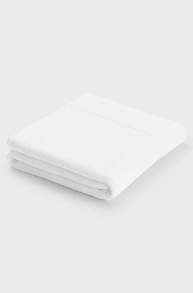 White Aegean-cotton bath mat with tonal logo, White
