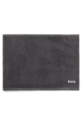Cotton bath mat with contrast embroidered logo, Dark Grey