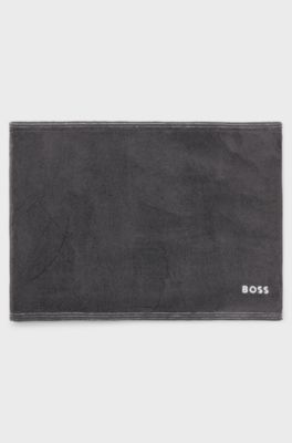 Cotton bath mat with contrast embroidered logo, Dark Grey