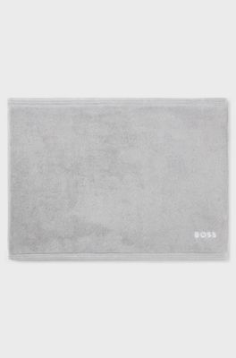 Cotton bath mat with contrast embroidered logo, Silver