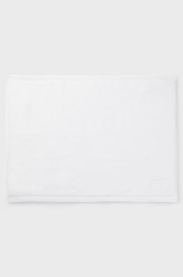 Cotton bath mat with contrast embroidered logo, White