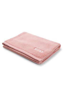 Cotton bath mat with contrast embroidered logo, Light Pink
