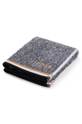 Cotton-jacquard bath mat with signature stripes, Grey