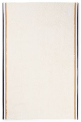 Cotton-jacquard bath mat with signature stripes, Light Beige