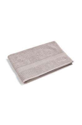 Badematte aus Baumwolle mit Logo-Stickerei, Hellbeige
