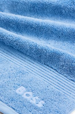 Logo bath mat in Aegean cotton, Blue