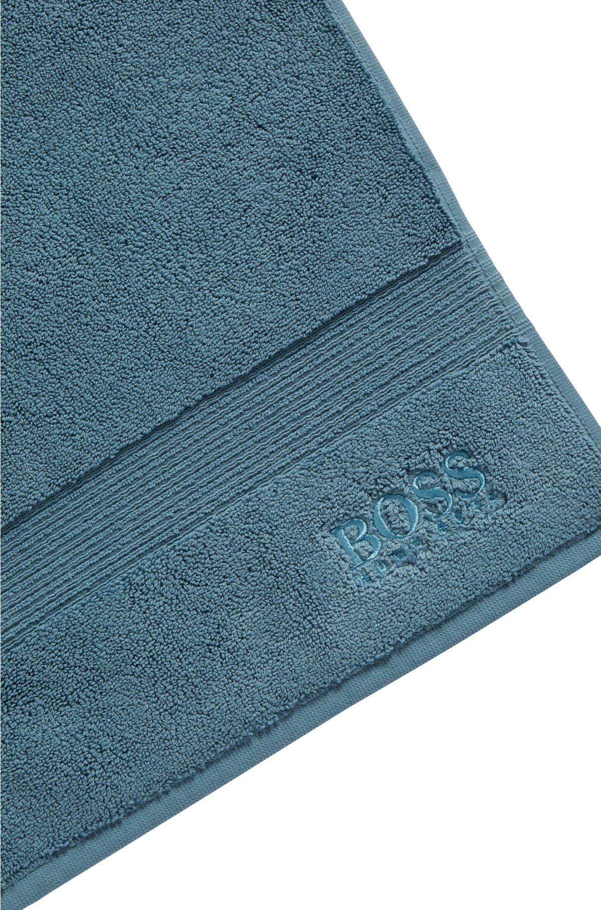 Logo bath mat in Aegean cotton, Blue