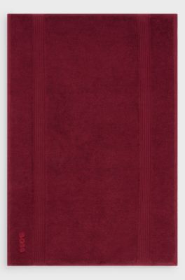 Cotton bath mat with embroidered logo, Dark Red