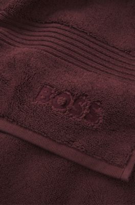 Katoenen badmat met logostiksel, Donkerrood
