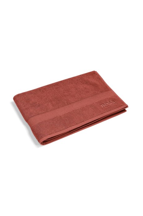 Bath mat in combed Aegean cotton with ribbed border, Dark Orange