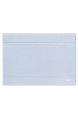 Cotton bath mat with embroidered logo, Light Blue