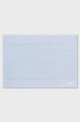 Cotton bath mat with embroidered logo, Light Blue