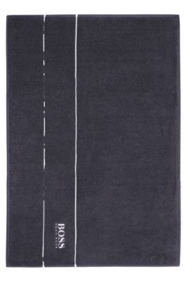 Cotton bath mat with contrast logo embroidery, Dark Grey