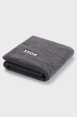 Cotton bath mat with contrast logo embroidery, Dark Grey