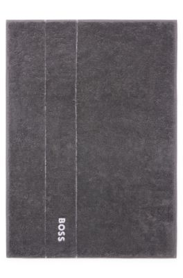 Cotton bath mat with contrast logo embroidery, Dark Grey